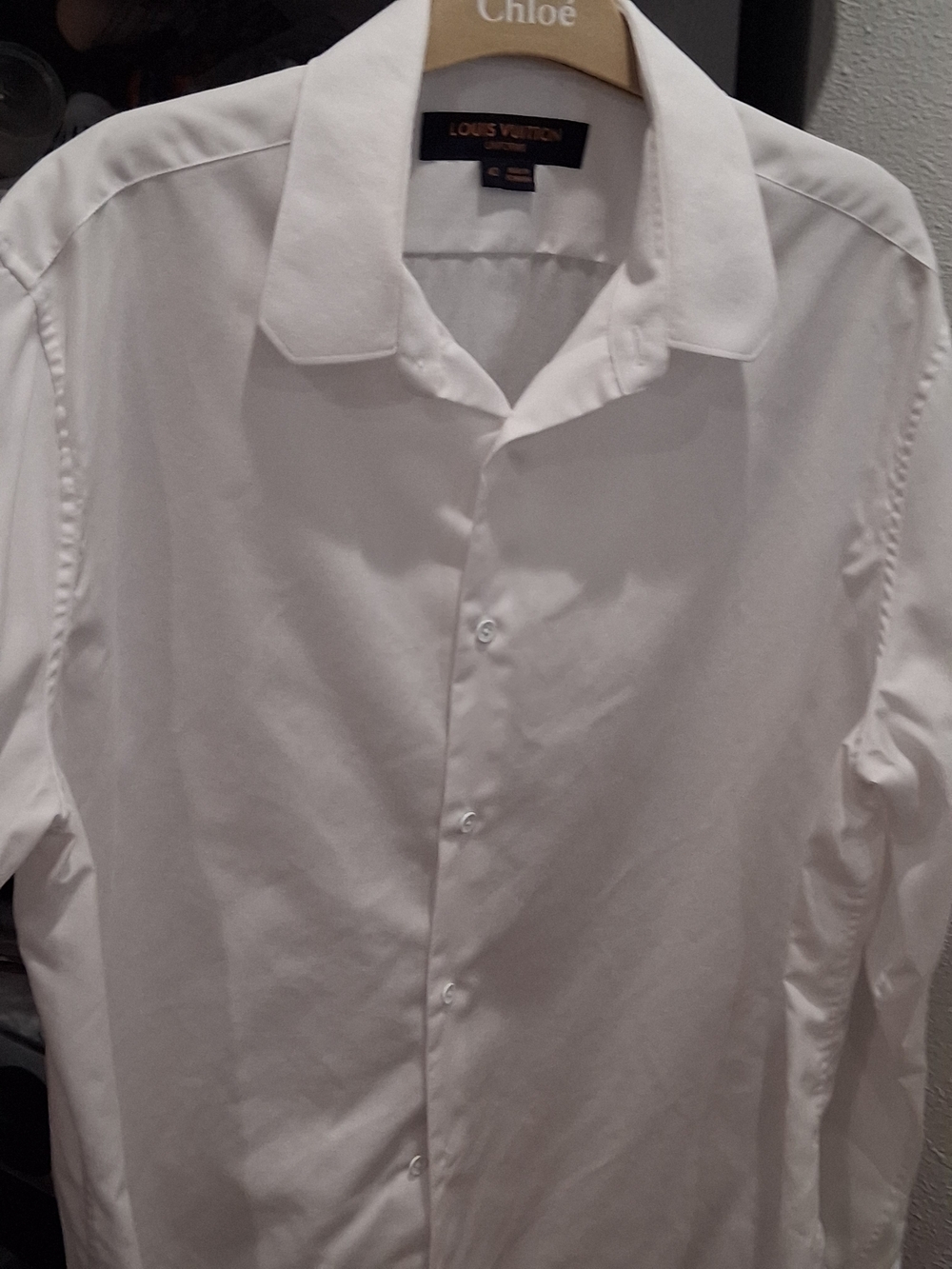 Louis Vuitton Men's White Long-Sleeve Dress Shirt.Size Large /42 European size.